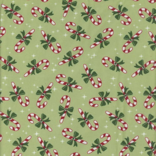 Riley Blake Fabrics The North Pole Flannel My Minds Eye Candy Cane Honeydew Green