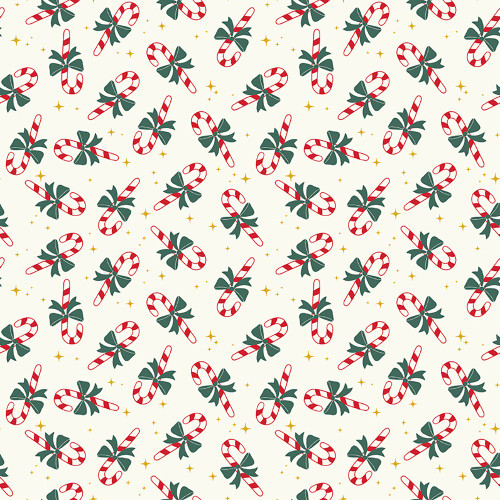 Riley Blake Fabrics The North Pole Flannel My Minds Eye Candy Cane White