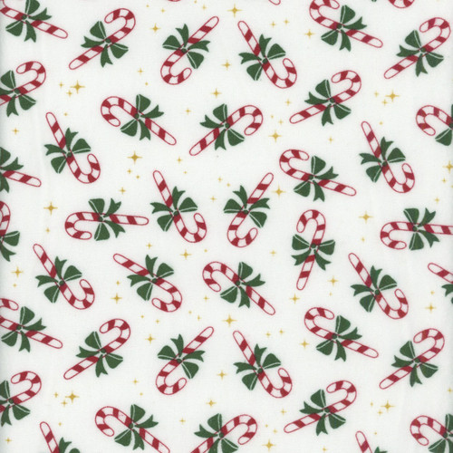 Riley Blake Fabrics The North Pole Flannel My Minds Eye Candy Cane White