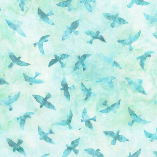 Robert Kaufman Fabrics Backyard Birds Artisan Batiks Sky Blue Birds Flying