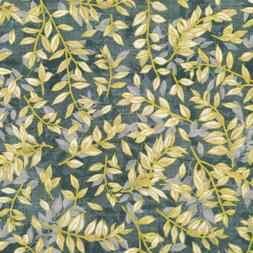 Robert Kaufman Fabrics Hello Fall Dusty Blue Foliage