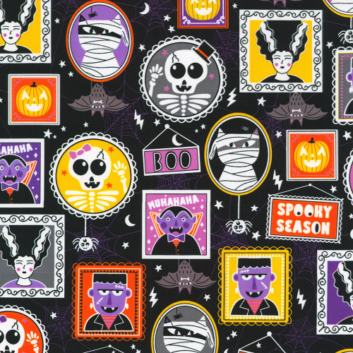 Robert Kaufman Fabrics Lights Out Glow in the Dark Spooky Black Halloween Trick or Treat