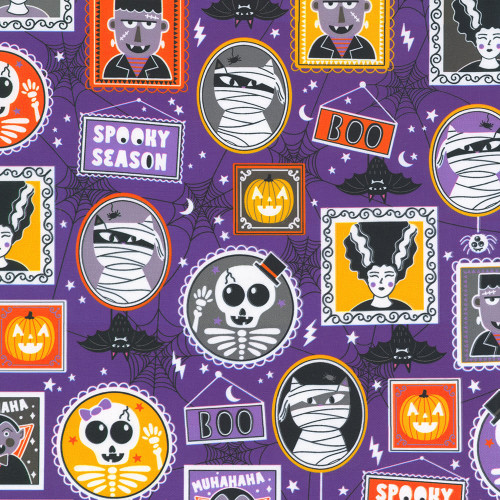 Robert Kaufman Fabrics Lights Out Glow in the Dark Purple Halloween Trick or Treat