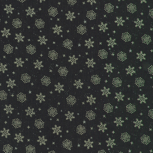 Robert Kaufman Fabrics Tiny Tidings Christmas Black Snowflakes Snow