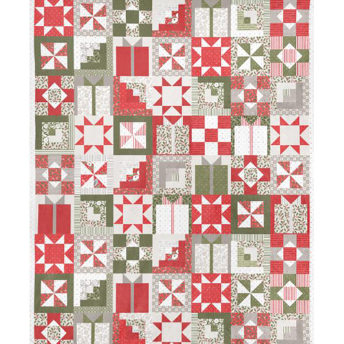 Moda Fabrics Christmas Eve Cuddle Fleece Lela Boutique Quilt Blocks Red Green Cream