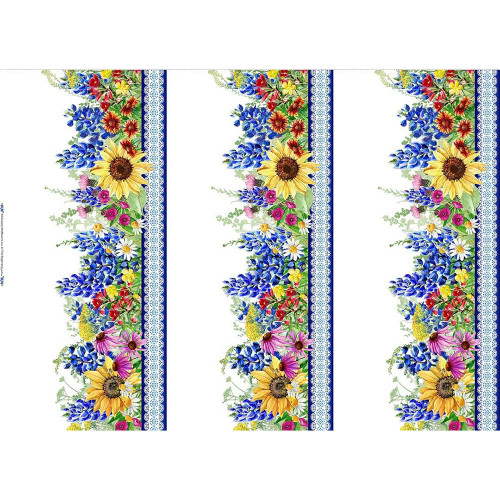 In The Beginning Fabrics Hill Country Wildflowers Country Flower Border Garden Stripe