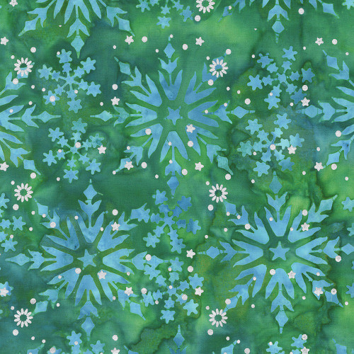 Windham Fabrics Anthology Batiks Jacqueline de Jonge Sparkly Christmas Green Star of Bethlehem