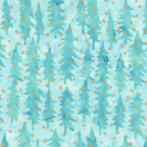 Windham Fabrics Anthology Batiks Jacqueline de Jonge Sparkly Christmas Mint Green Christmas Trees
