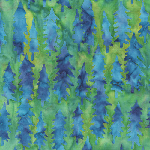 Windham Fabrics Anthology Batiks Jacqueline de Jonge Sparkly Christmas Aurora Blue Christmas Trees