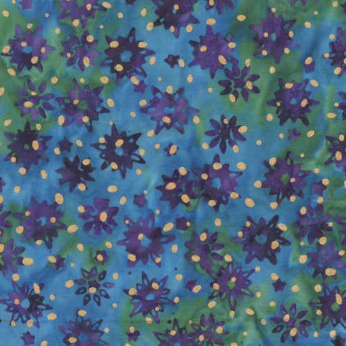 Windham Fabrics Anthology Batiks Jacqueline de Jonge Sparkly Christmas Aurora Blue Flurries