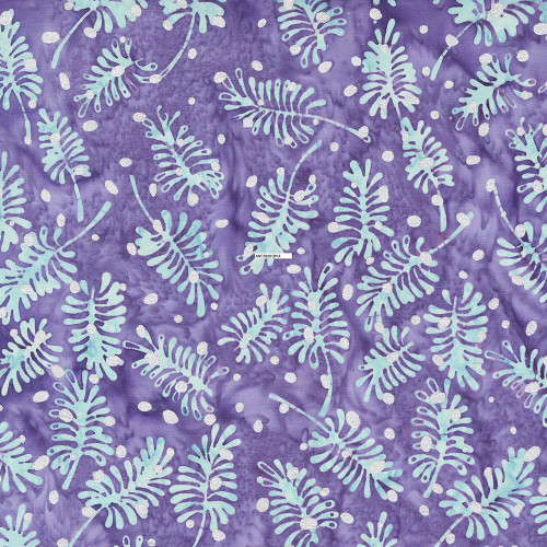 Windham Fabrics Anthology Batiks Jacqueline de Jonge Sparkly Christmas Lavender Purple Pine Leaves