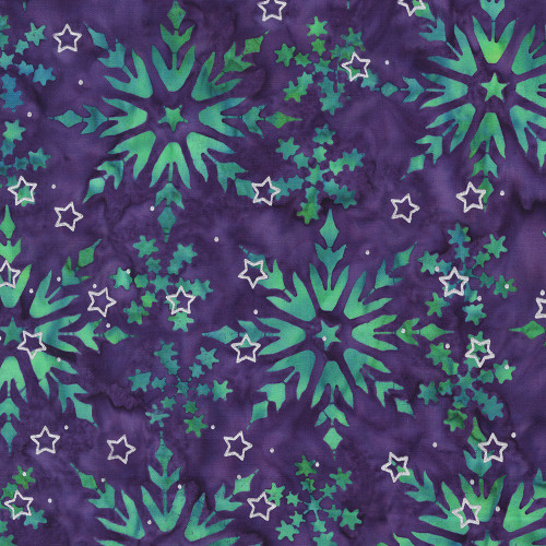 Windham Fabrics Anthology Batiks Jacqueline de Jonge Sparkly Christmas Purple Star of Bethlehem