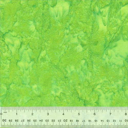 Windham Fabrics Anthology Batiks Jacqueline de Jonge Becolourful Batik Dream Walker Blue, vibrant blue and green batik fabric with an intricate abstract design.