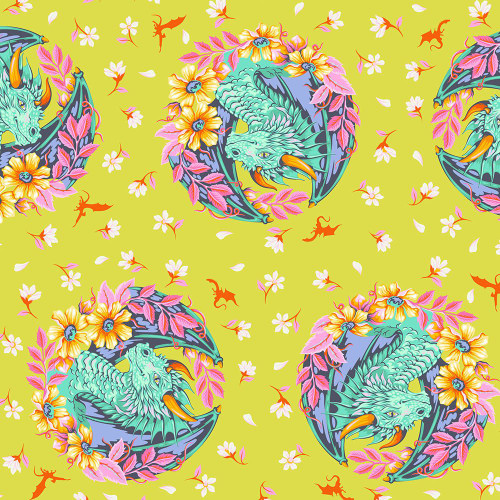 FreeSpirit Fabrics Legendary by Tula Pink Dragon Ball She Apple Green