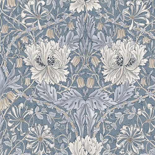 FreeSpirit Fabrics Morden 108 Inch Wide Quilt Back by William Morris Honeysuckle Tulip Indigo Blue