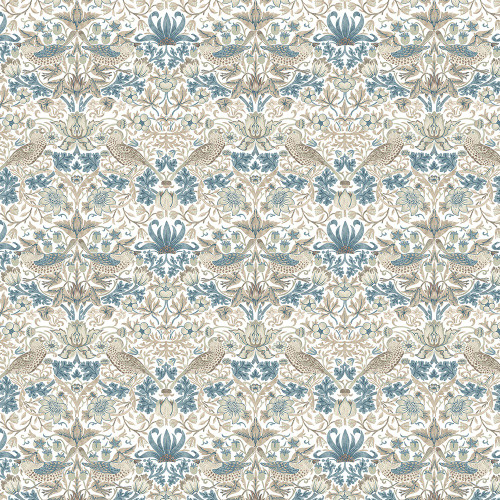 FreeSpirit Fabrics Morden Cotton Lawn by William Morris Mini Strawberry Thief Linen Cream