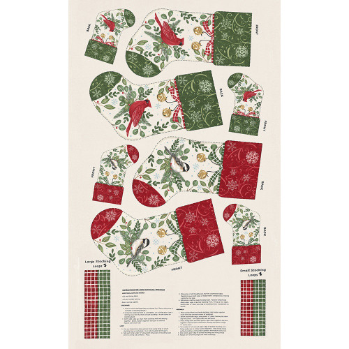 Moda Fabrics When Snow Falls Deb Strain When Snow Falls Stocking Panel 24 Inch Pan Snowy White