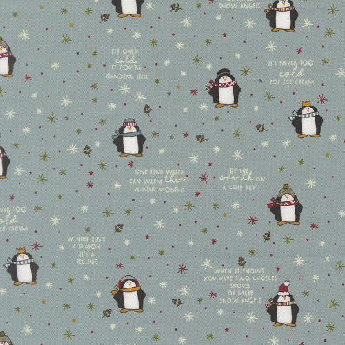 Moda Fabrics Chilly Sweetwater Mr Penguin Mr Penguin Storm Aqua Blue