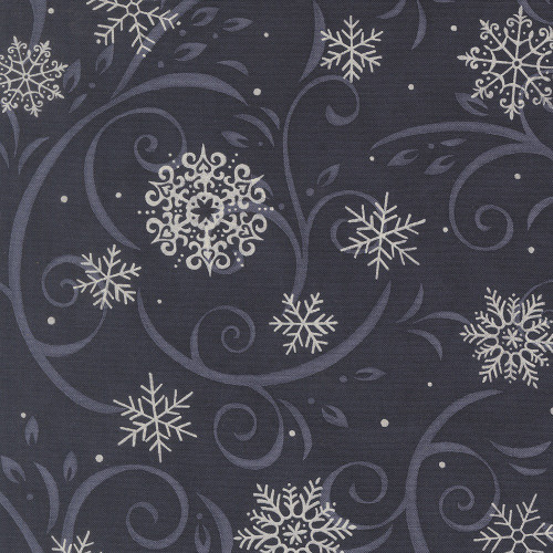 Moda Fabrics When Snow Falls Deb Strain Swirling Snowflakes Night Sky Blue