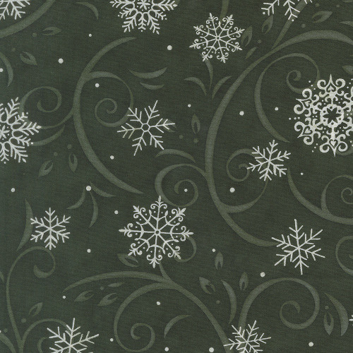 Moda Fabrics When Snow Falls Deb Strain Swirling Snowflakes Holly Green