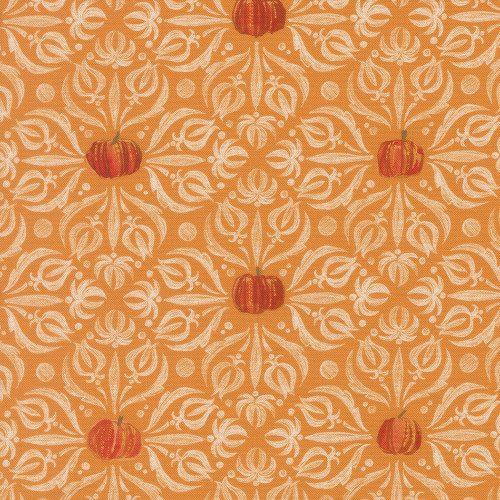 Moda Fabrics Coven Robin Pickens Medallion Tiles Damask Pumpkin Orange