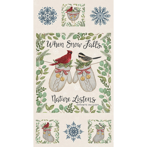 Moda Fabrics When Snow Falls Deb Strain When Snow Falls Panel 24 Inch Pan Snowy White Multi