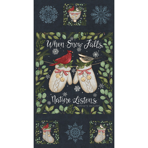 Moda Fabrics When Snow Falls Deb Strain When Snow Falls Panel 24 Inch Night Sky Blue