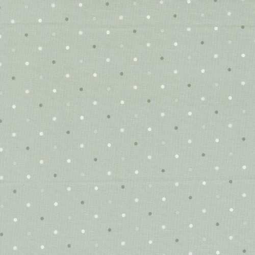 Moda Fabrics True Love Lella Boutique Magic Dot Robins Egg Aqua Blue, fabric with white and darker aqua colored polka dots on a light aqua background.