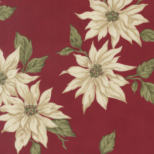 Moda Fabrics Candlelight Christmas 3 Sisters Poinsettia Floral Crimson Red
