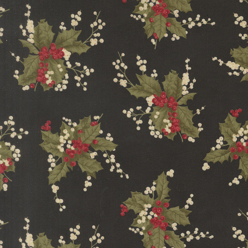Moda Fabrics Candlelight Christmas 3 Sisters Christmas Holly Berries Ebony Black