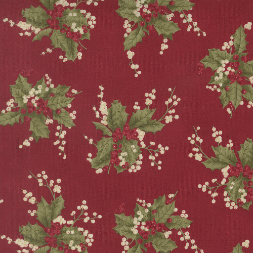 Moda Fabrics Candlelight Christmas 3 Sisters Christmas Holly Berries Crimson Red