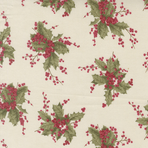 Moda Fabrics Candlelight Christmas 3 Sisters Christmas Holly Berries Cream Multi