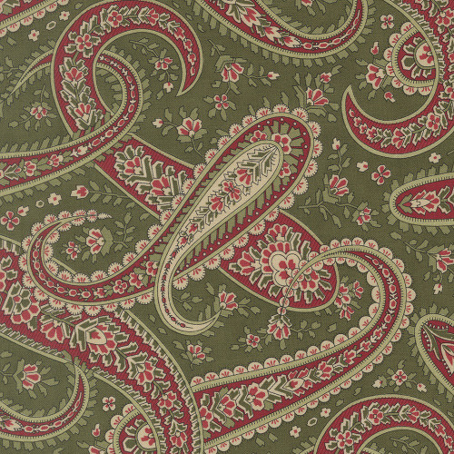 Moda Fabrics Candlelight Christmas 3 Sisters Plaza Paisley Holly Green