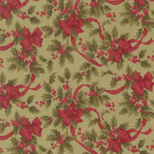 Moda Fabrics Candlelight Christmas 3 Sisters Christmas Bows Berries Sage Green