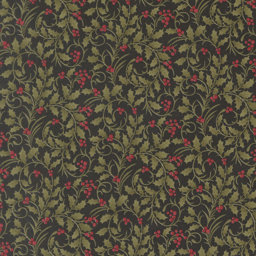 Moda Fabrics Candlelight Christmas 3 Sisters Scroll Vines Berries Ebony Black
