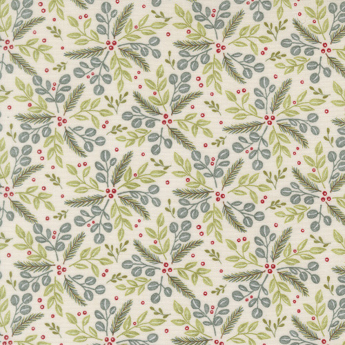 Moda Fabrics When Snow Falls Deb Strain Winter Greenery Snowy White Multi