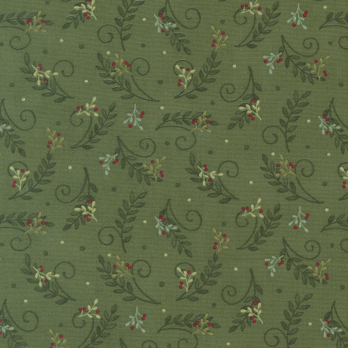 Moda Fabrics When Snow Falls Deb Strain Tossed Greenery Evergreen Green