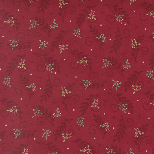 Moda Fabrics When Snow Falls Deb Strain Tossed Greenery Berry Red Red
