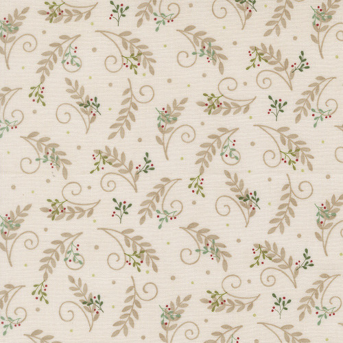 Moda Fabrics When Snow Falls Deb Strain Tossed Greenery Snowy White Multi