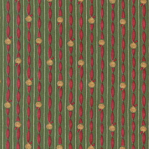 Moda Fabrics When Snow Falls Deb Strain Jingle Bell Stripes Evergreen Green