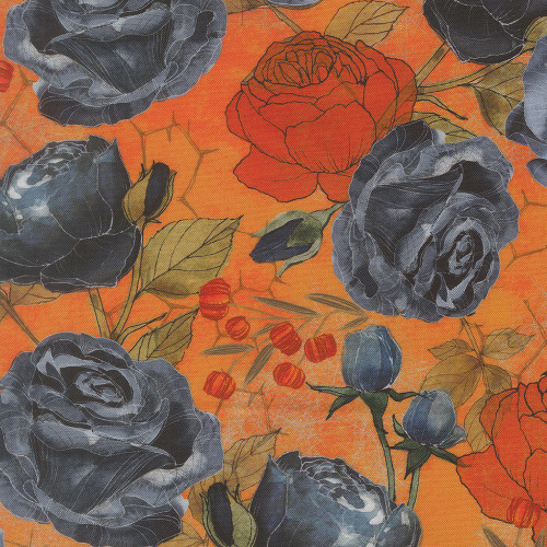 Moda Fabrics Coven Robin Pickens Coven Rose Floral Pumpkin Orange