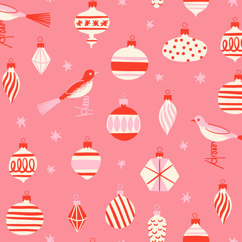 Moda Fabrics Merry Happy Ruby Star Society Kimberly Kight Baubles Sorbet Pink