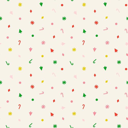 Moda Fabrics Merry Happy Ruby Star Society Kimberly Kight Christmas Confetti Multi Cream, fabric pattern featuring colorful festive confetti shapes on a cream background.