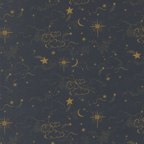 Moda Fabrics Silent Night Watercolour Heart Holy Starry Skies Holy Night Blue