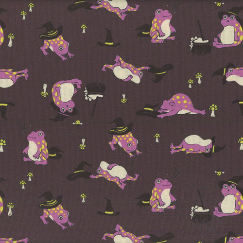 Moda Fabrics Freaky Familiars Ruby Star Society Frogmilliars Eggplant Purple Brown