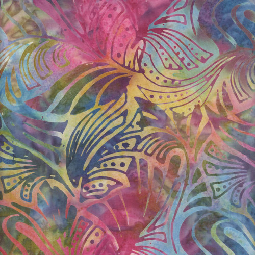 Batik Textiles Batik Fabrics Blue Pink Ribbon Palms