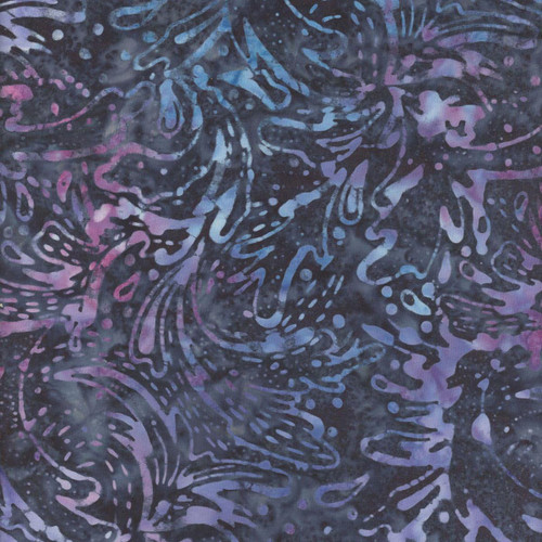 Batik Textiles Batik Fabrics Navy Pink Blue Swirling Acanthus, vibrantly designed fabric featuring swirling acanthus patterns in navy, pink, and blue colors.