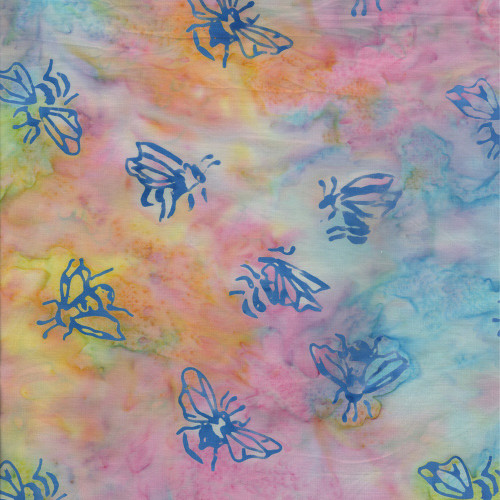 Batik Textiles Batik Fabrics Blue Pink Yellow Bees