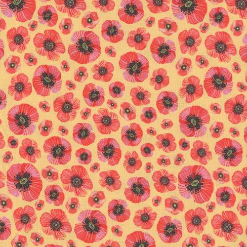 Benartex Fabrics Into the Meadow Katie Daisy Yellow Poppy Meadow