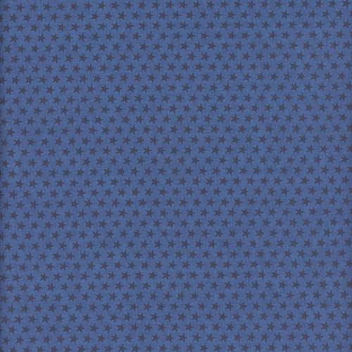 Benartex Fabrics American Valor Cheryl Haynes Blue Stitches and Stars, blue fabric with a pattern of small dark blue stars.